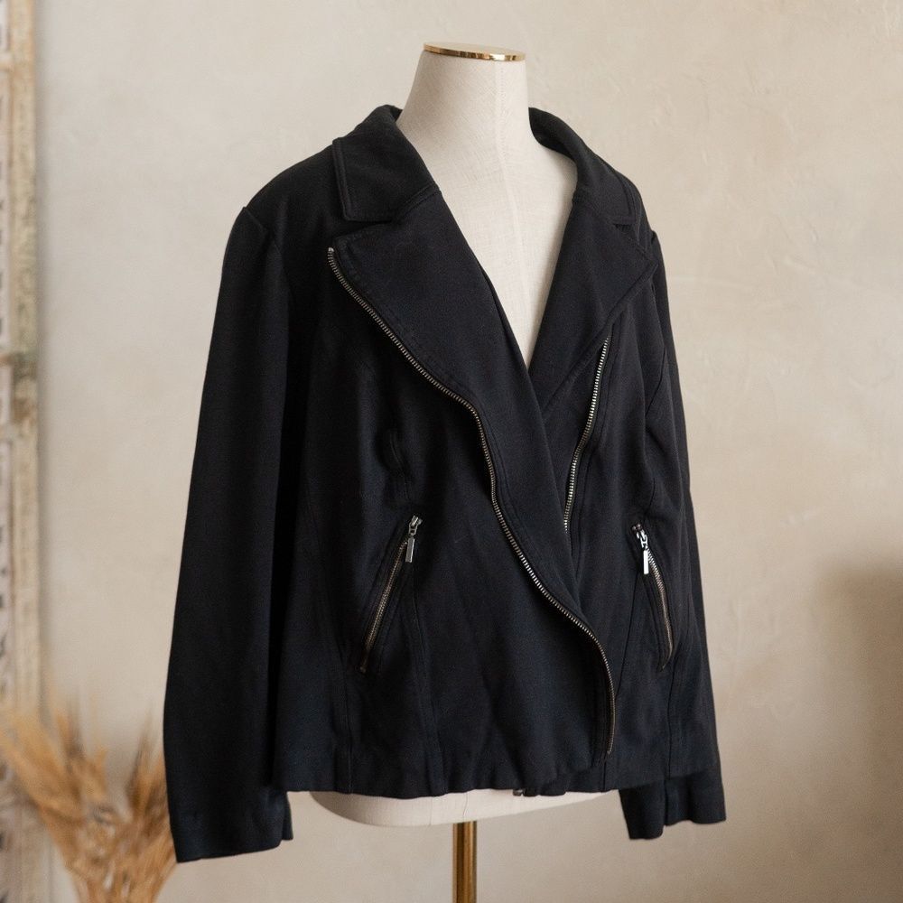 Lane‎ Bryant Black Knit Moto Jacket size 28